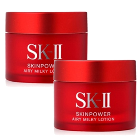 แพ็คคู่สุดคุ้ม!! Skinpower Airy Milky Lotion 15g วิธีการใหม่เพื่อเติมพลังให้ผิวซึ่่งช่วยฟื้นฟูให้ผิวดูอ่อนเยาว์และมีสุขภาพดี ด้วยนวัตกรรมส่วนผสมเฉพาะตัวจาก SK-II